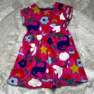 Mini Boden Girls' Bright Pink Dinosaur Skater Dress